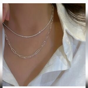 Dazzling Silver Chain Necklace Set